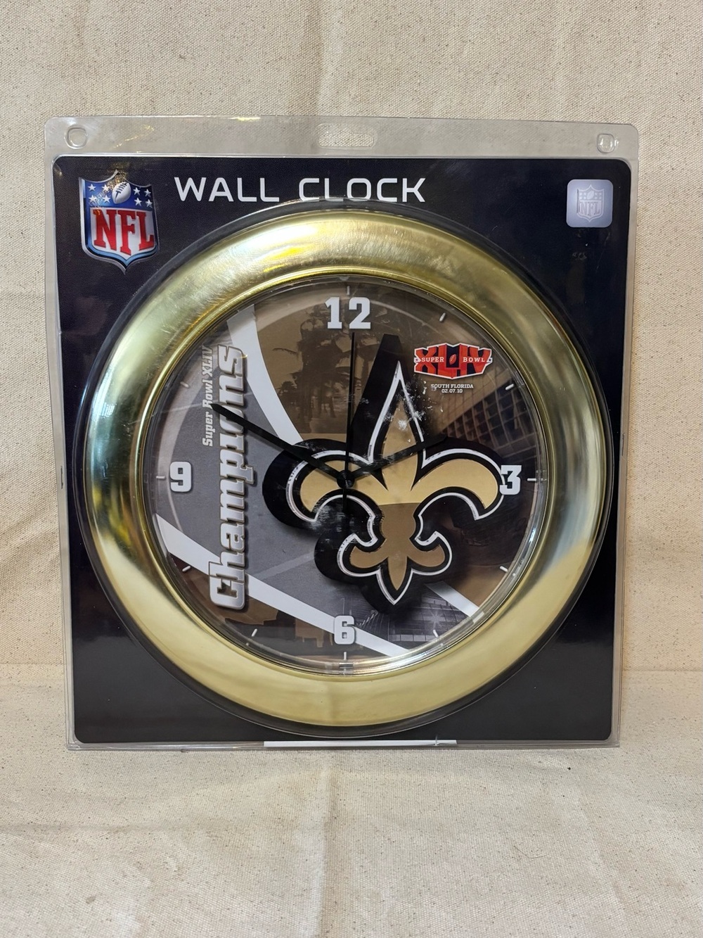 Hunter Black and Gold NFL Saints Wall Clock